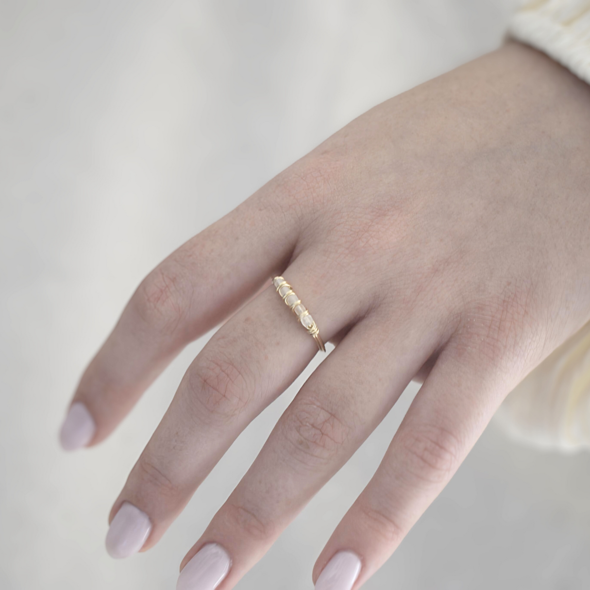 טבעת קשת רוז קוורץ