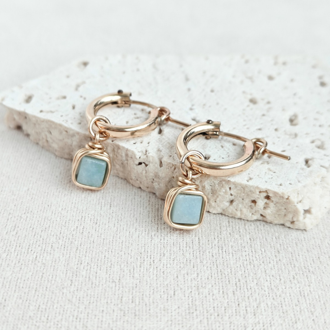 עגילי חישוק פז אמזוניט