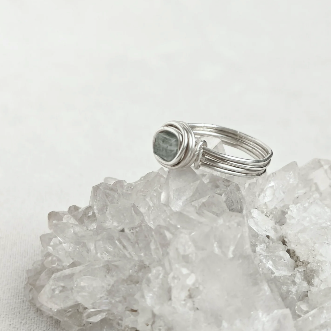 טבעת פז אקוומרין