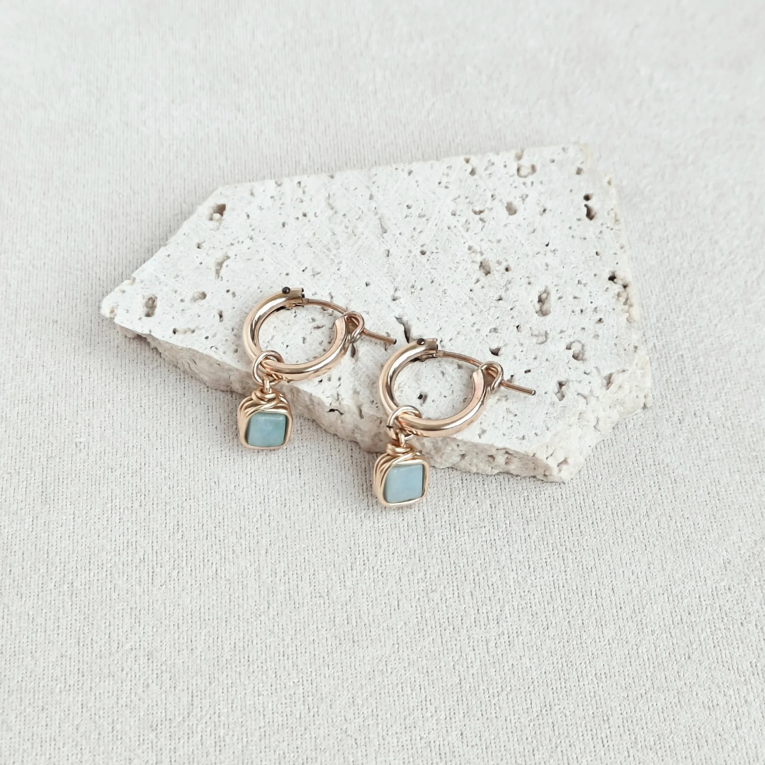 עגילי חישוק פז אמזוניט