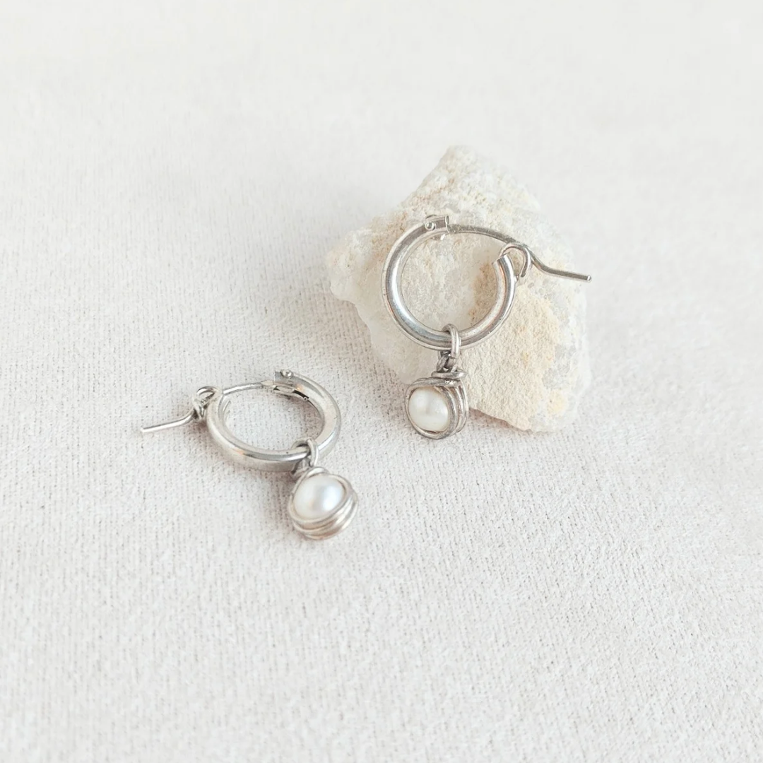 עגילי חישוק בר פנינה