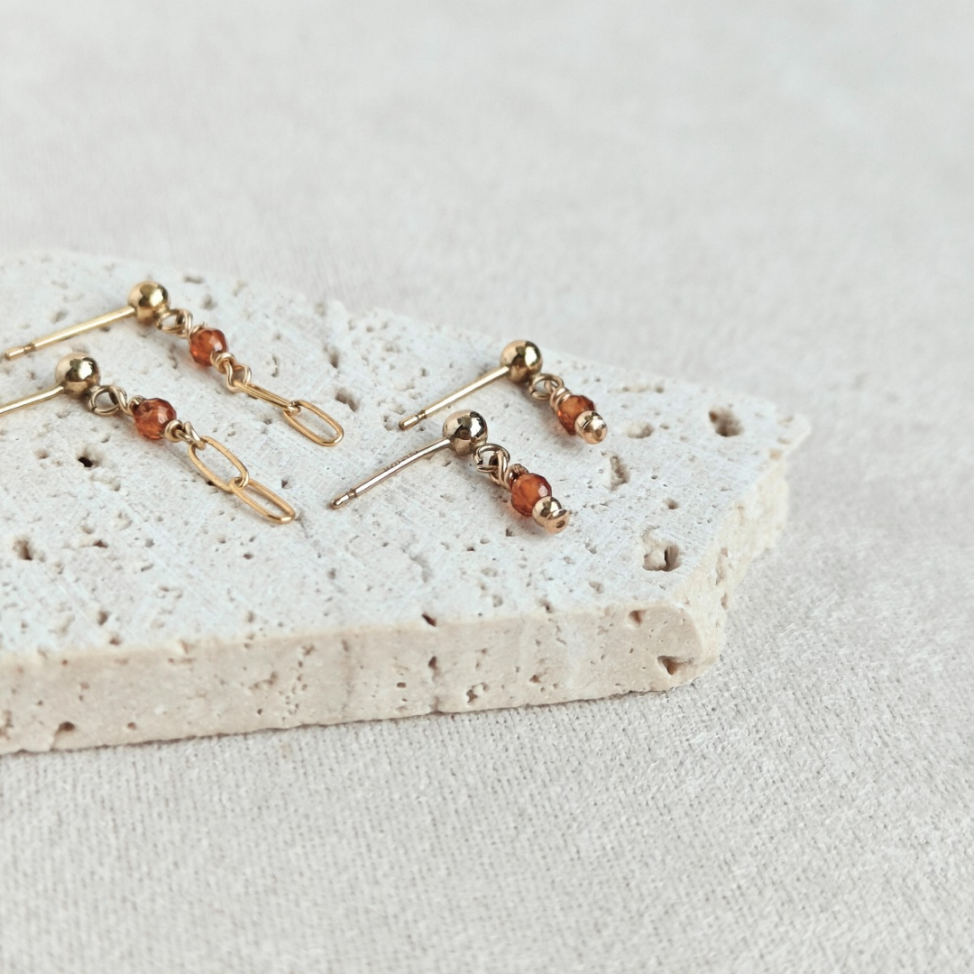 סט עגילים אור גרנט כתום