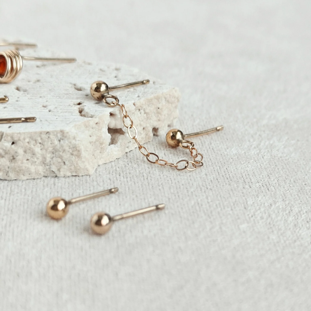 סט עגילים בר גרנט כתום