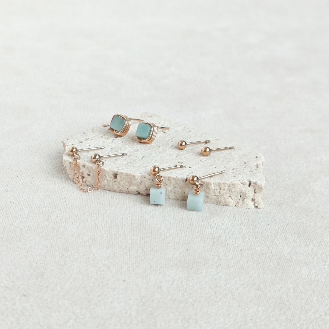 סט עגילים פז אמזוניט