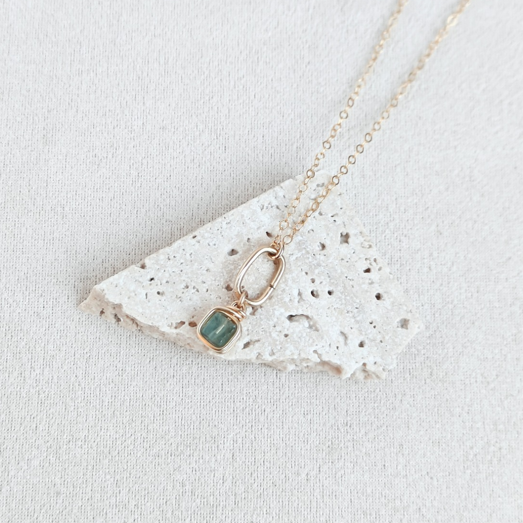 שרשרת פז אובלית אקוומרין