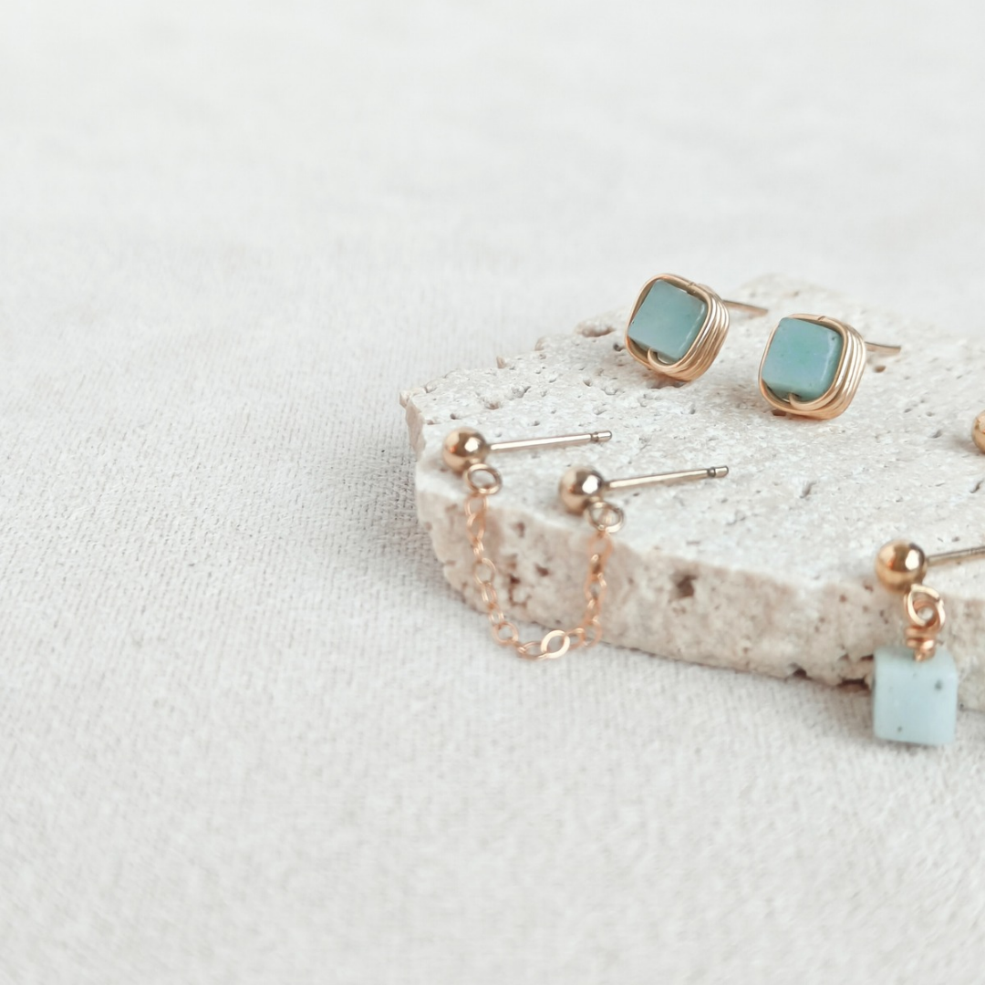 סט עגילים פז אמזוניט